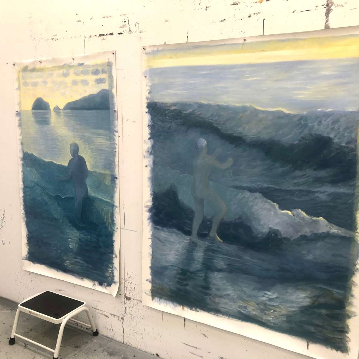2 unstreched paintings